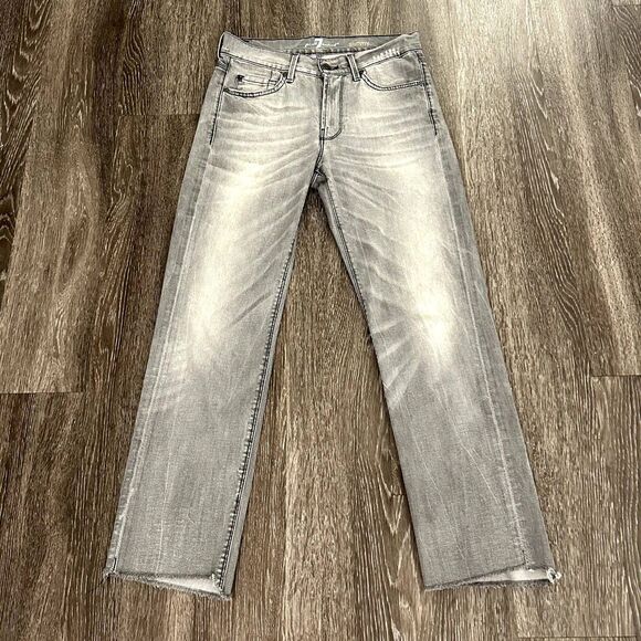 7 For All Mankind Slimmy Gray Jeans Size 28, Frayed Hem, Slim Fit - Picture 7 of 8